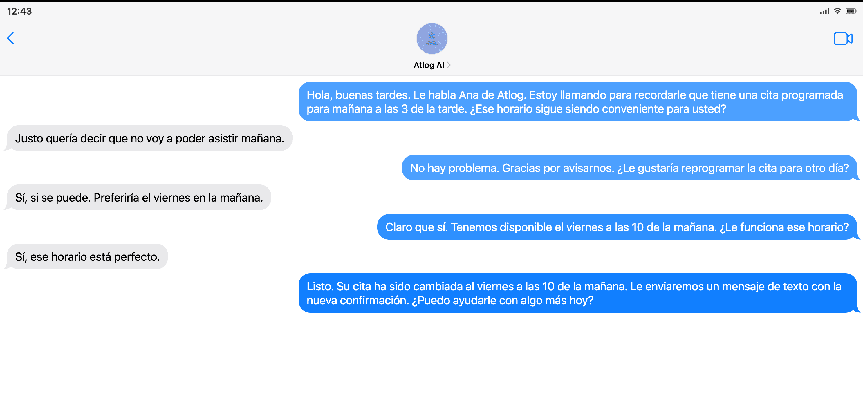 Atlog SMS follow-up conversation